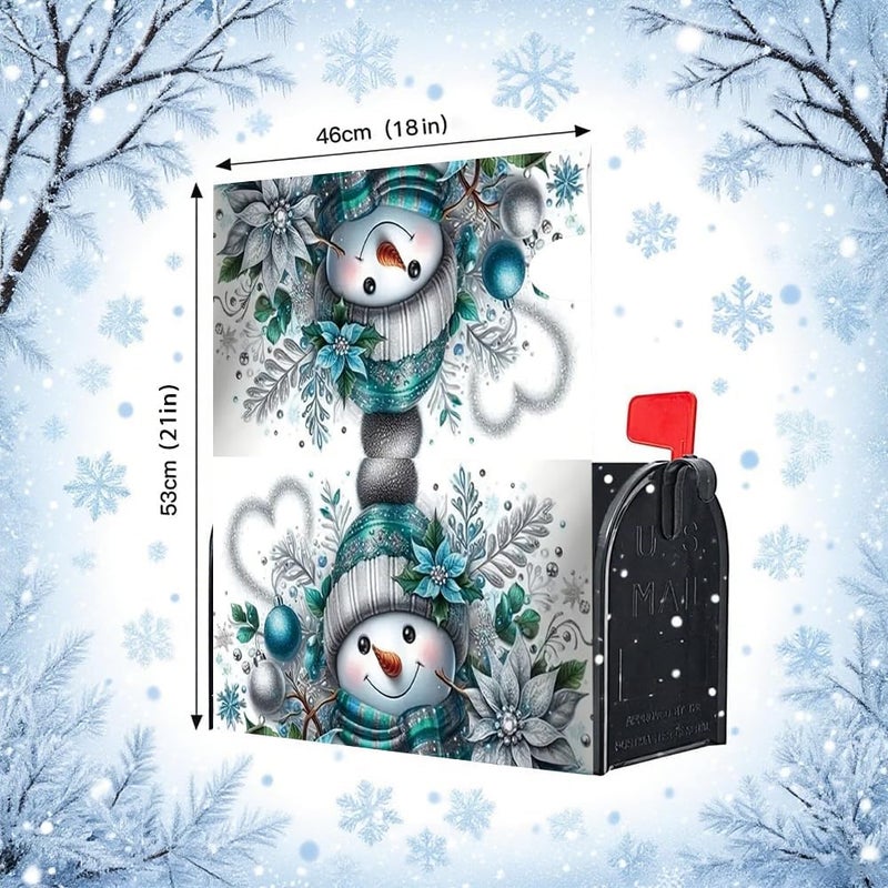 VBXNT Store Winter Christmas Snowman Themed Mailbox Cover, Magnetic Waterproof Mailbox Package 18x21 Inch Standard Size, Snow Oxford Cloth Mailbox Decoration for Christmas, Thanksgiving, Winter Outdoor Garden - Image 3